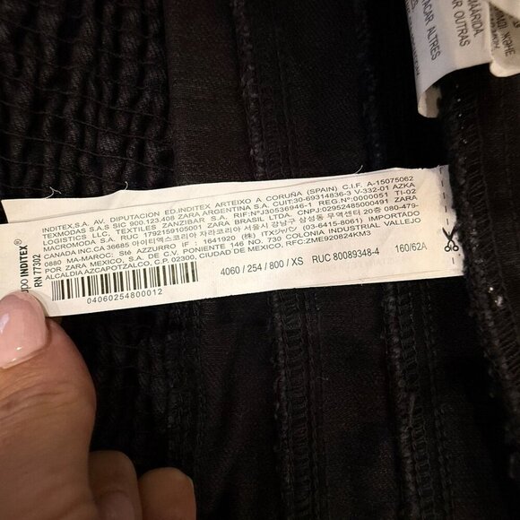 Zara Black Denim Corset Top Exposed Front Zipper Size XS Frayed Hem Strapless - Picture 8 of 9